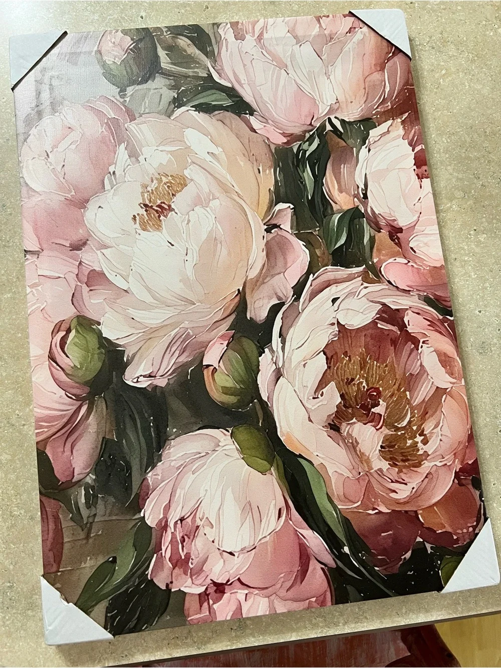 Pink Peony Floral Wall Art Canvas - Elegant Home Wall Decor